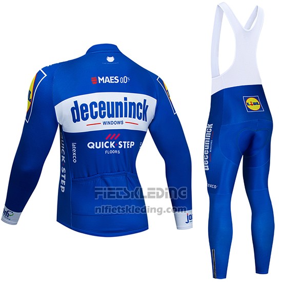 2019 Fietskleding Deceuninck Quick Step Blauw Wit Lange Mouwen en Koersbroek